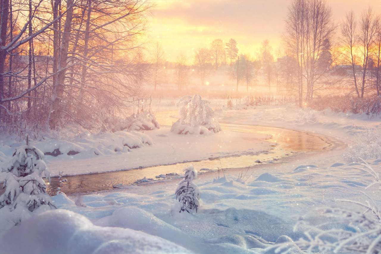 kleine rivier in de winter legpuzzel online