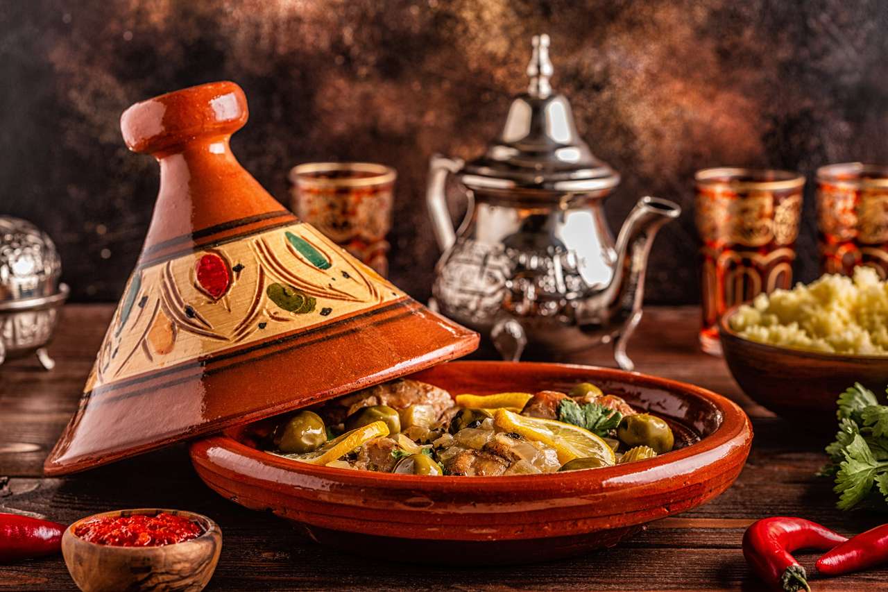 Traditionell marockansk kycklingtagine pussel på nätet