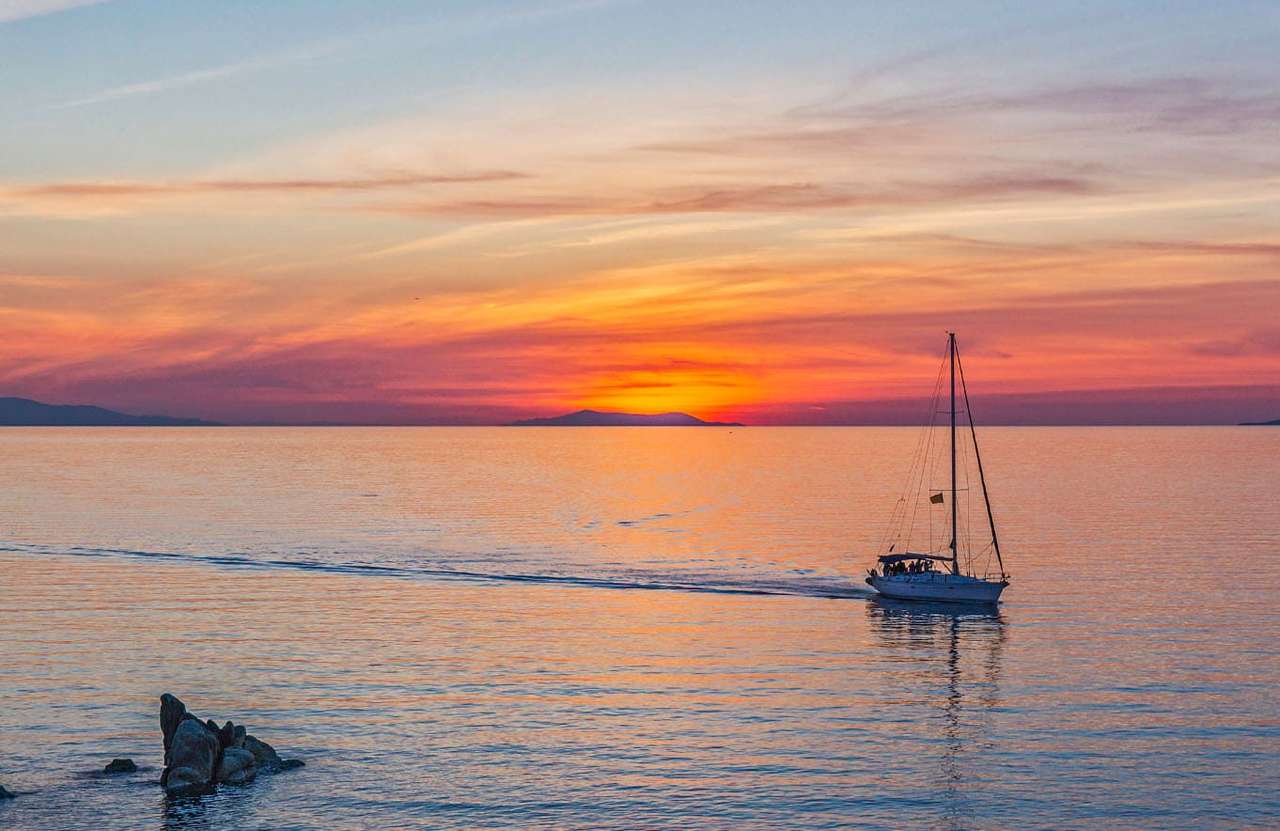 Ilha grega Mykonos pôr do sol puzzle online