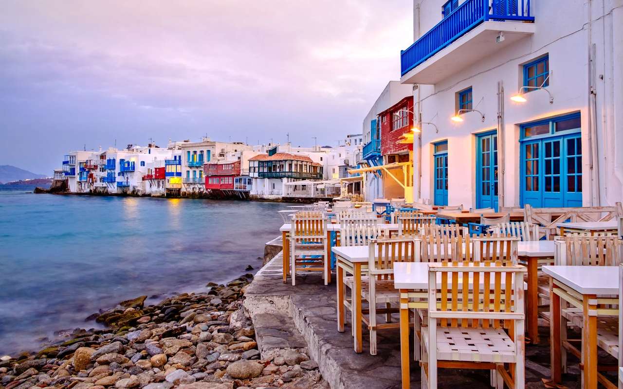 Grekiska ön Mykonos pussel på nätet