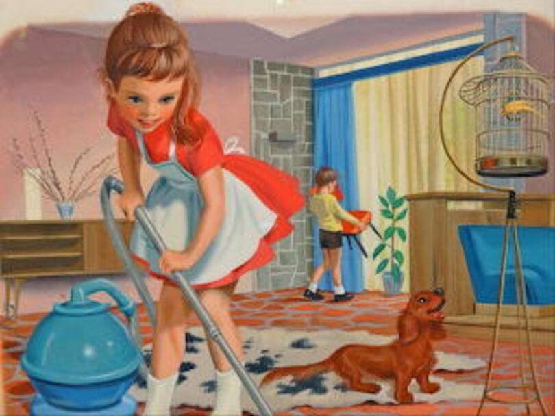 klein meisje aan het schoonmaken online puzzel