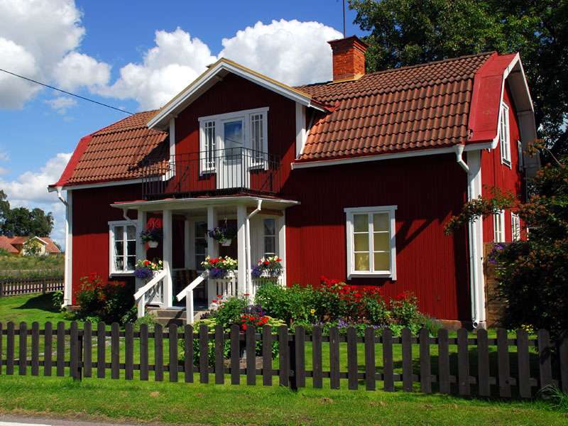 Maison rouge en Suède puzzle en ligne