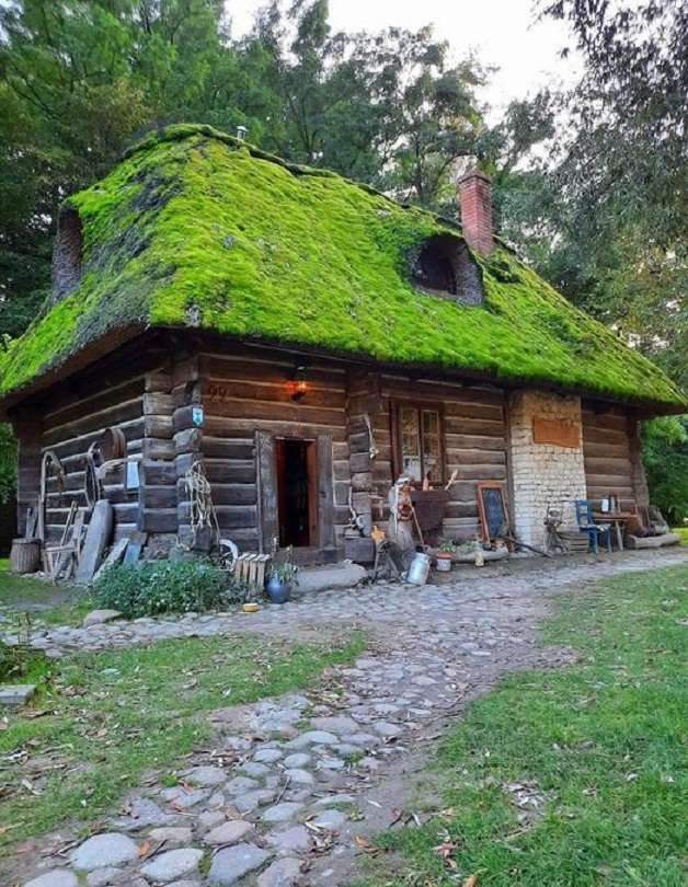 Een hut in het bos. legpuzzel online