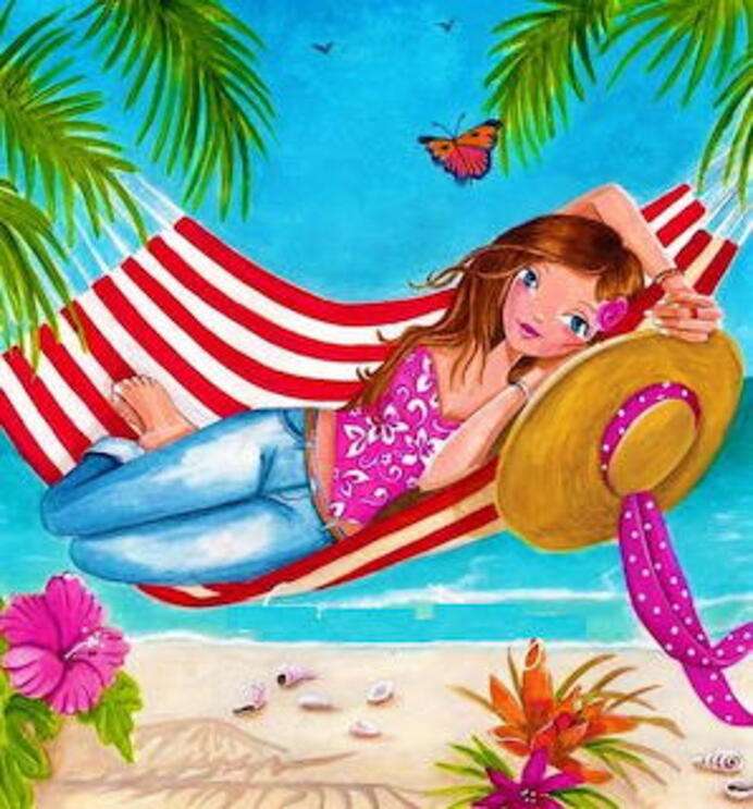 Dame in hangmat aan het strand legpuzzel online