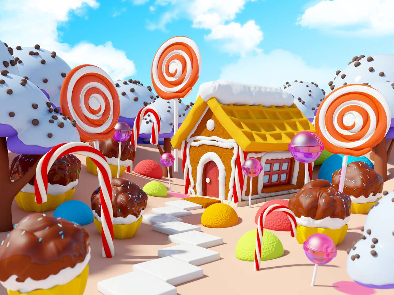 Candy Land Landschaft Online-Puzzle