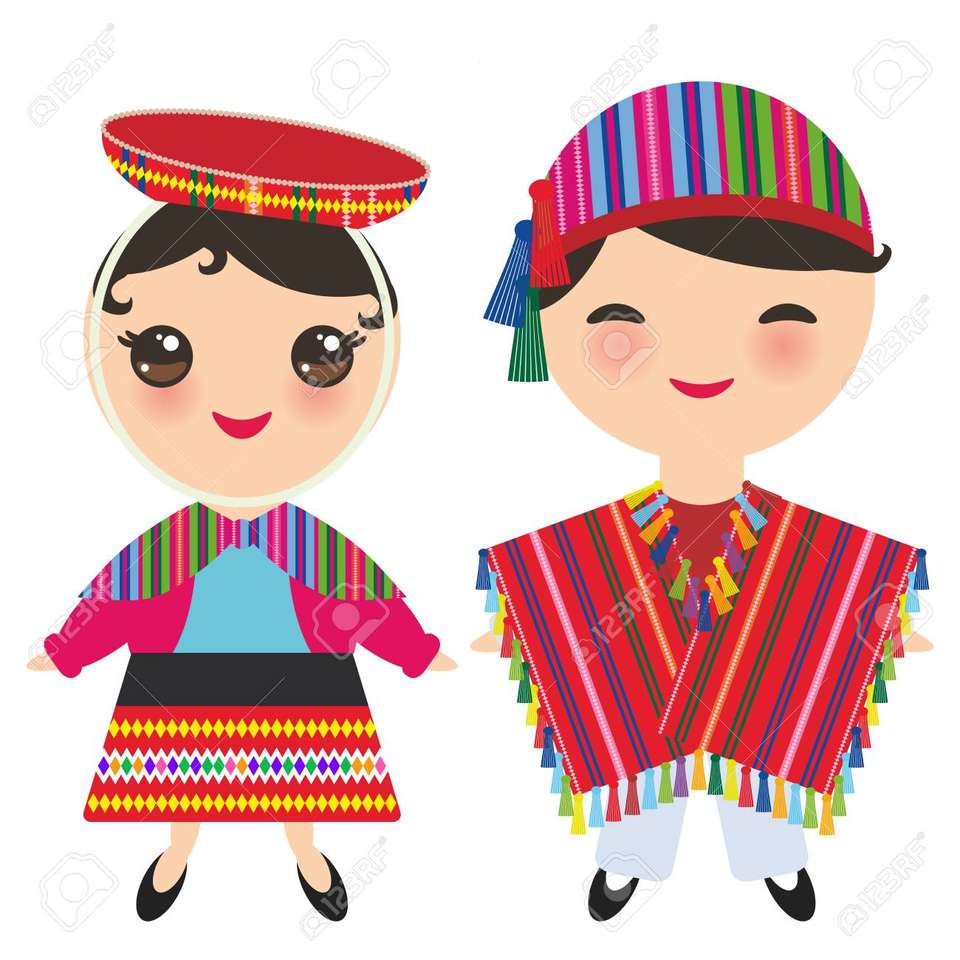 хлопчик і дівчинка з перуанським платтям пазл онлайн