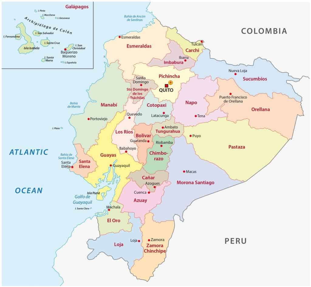 Ecuadors provinser och huvudstäder pussel på nätet