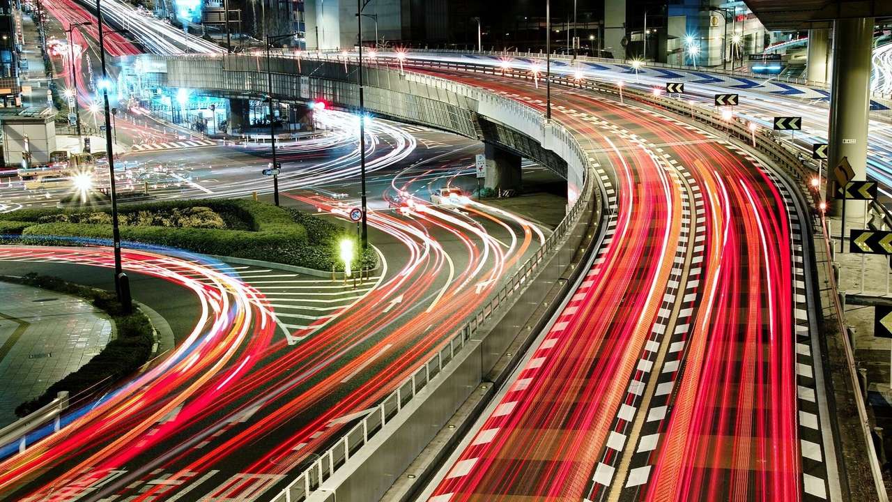 Estradas e pontes à noite puzzle online