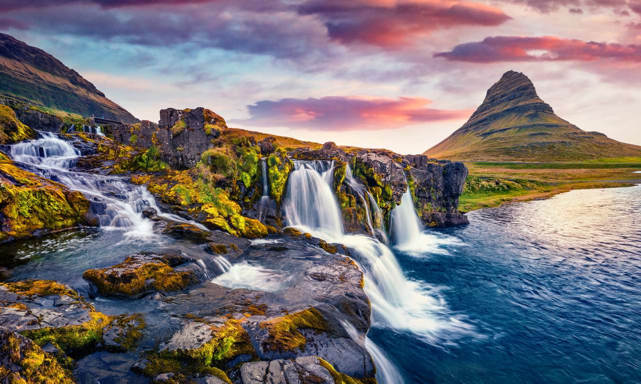 Cachoeira Kirkjufellsfoss quebra-cabeças online