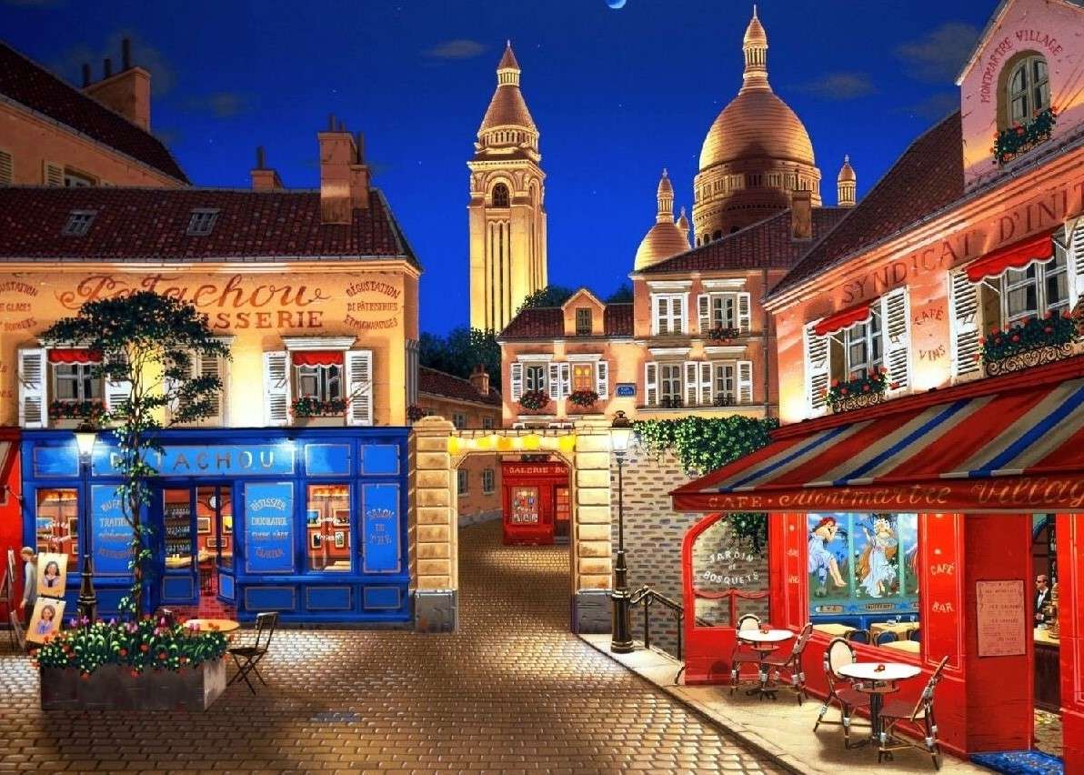 Franse straat 's nachts online puzzel
