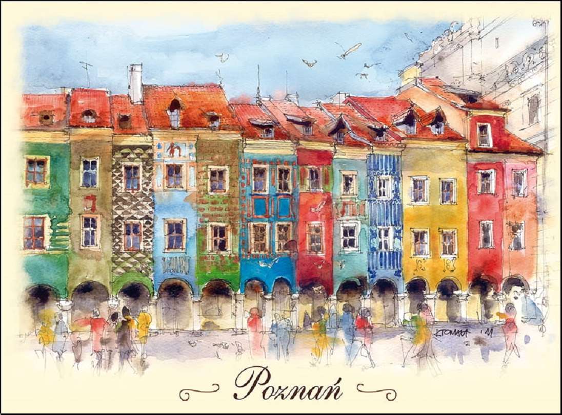 Poznan: színes házak a történelmi téren online puzzle