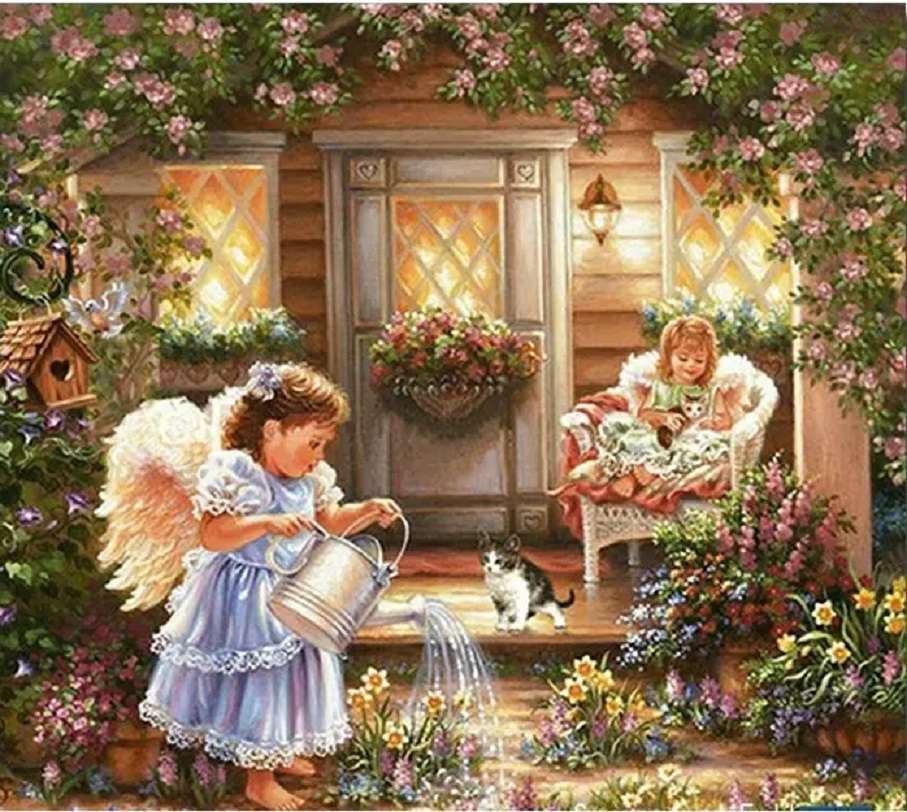 An angel in the garden - large format online puzzle