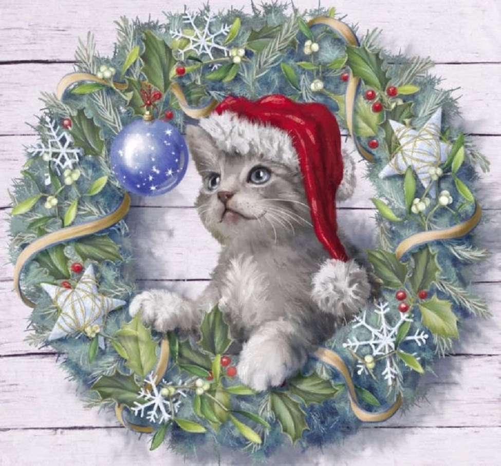 Αυτό το χριστουγεννιάτικο γατάκι σκάει την οθόνη! παζλ online