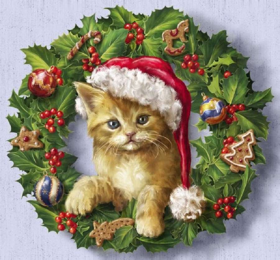 Αυτό το χριστουγεννιάτικο γατάκι σκάει την οθόνη! παζλ online