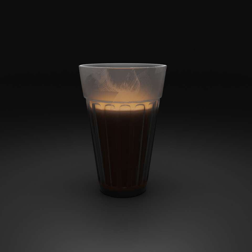 прозрачный стакан с коричневой жидкостью пазл онлайн