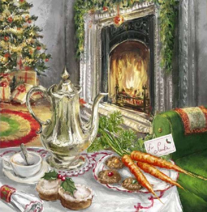 Дед Мороз и блюда из оленей пазл онлайн