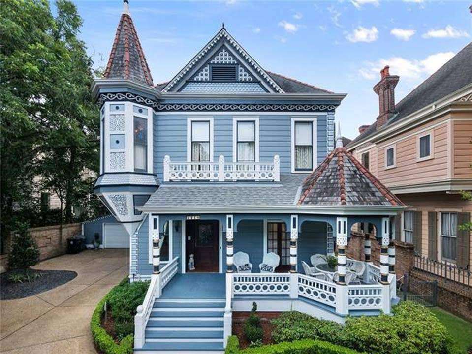 Casa azul victoriana rompecabezas en línea