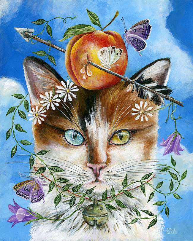 Mysteriöse Katze, orange/blaue Augen: Heterochromie Online-Puzzle