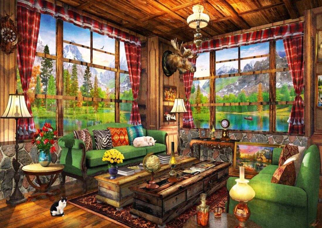 Interior frumos al unei cabine de vânătoare puzzle online