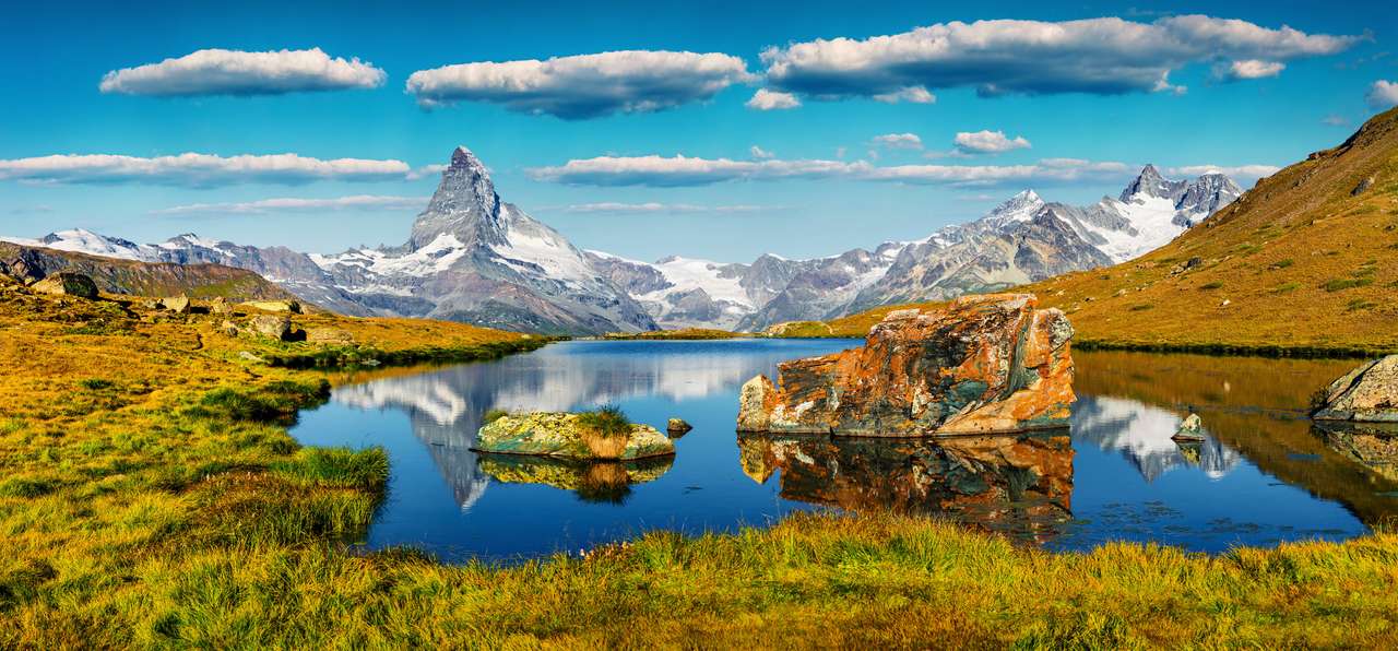 Panorama colorido de verão do lago Stellisee quebra-cabeças online
