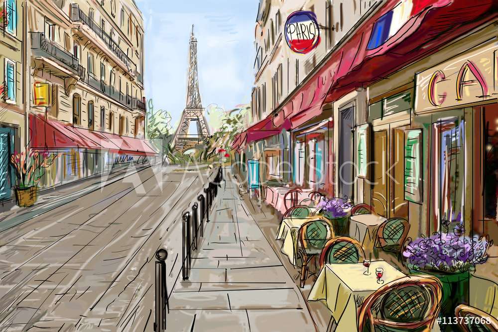 Ένας πολύχρωμος δρόμος στο Παρίσι παζλ online