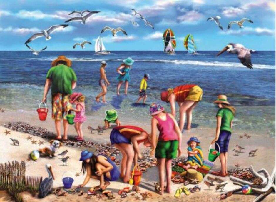 Dia da pesca do berbigão, com gaivotas! puzzle online