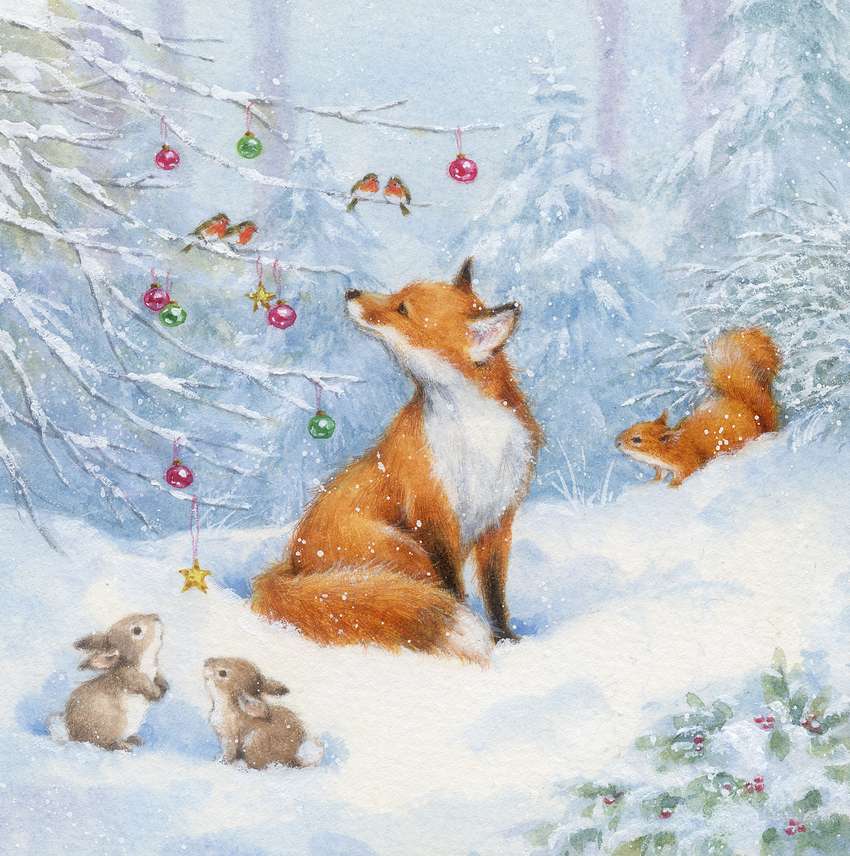 Christmas of foxes jigsaw puzzle online