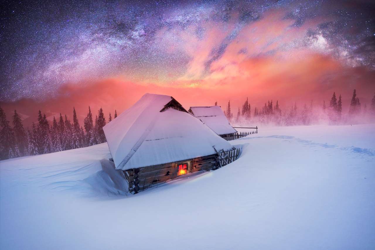 Коледна нощ високо в планината онлайн пъзел