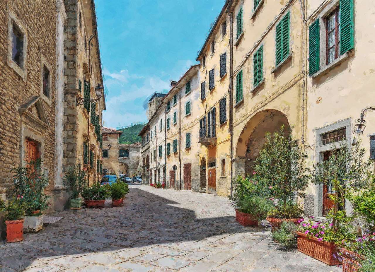 Rue étroite dans la vieille ville en Italie puzzle en ligne