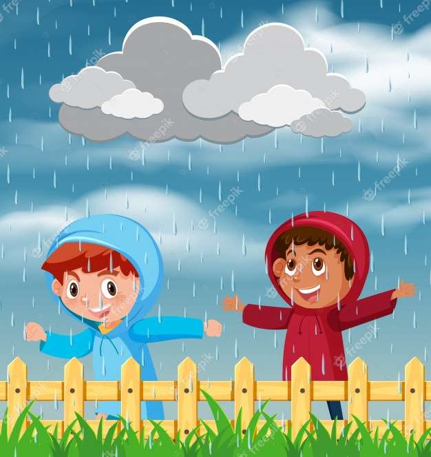 ploaie și copii puzzle online