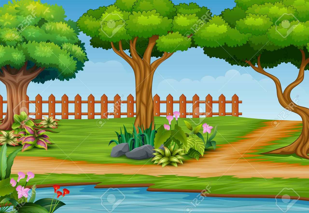 Lindo parque com árvores puzzle online