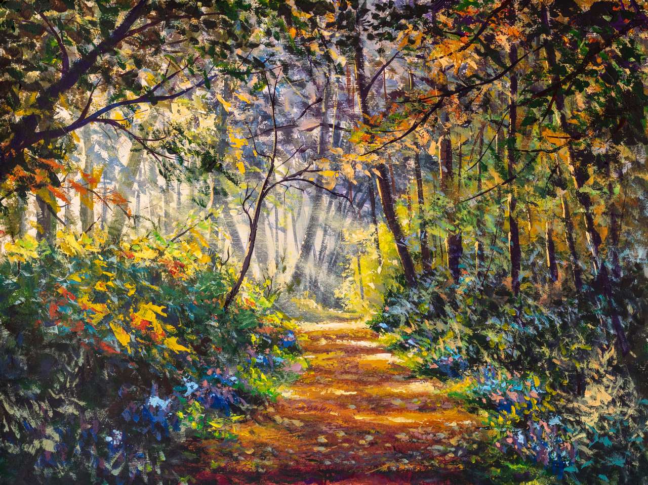 Road in summer sunny forest jigsaw puzzle online
