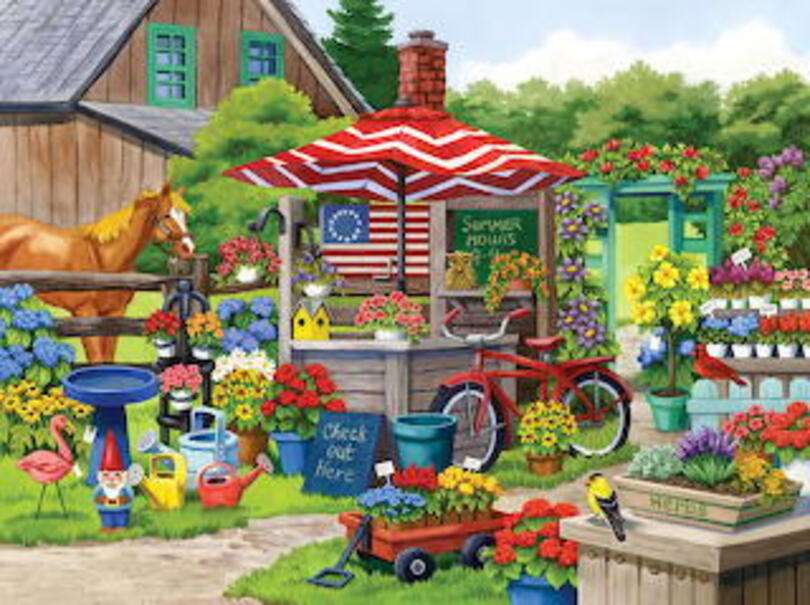 Häuschen mit Verkauf von Blumen und Pflanzen Online-Puzzle