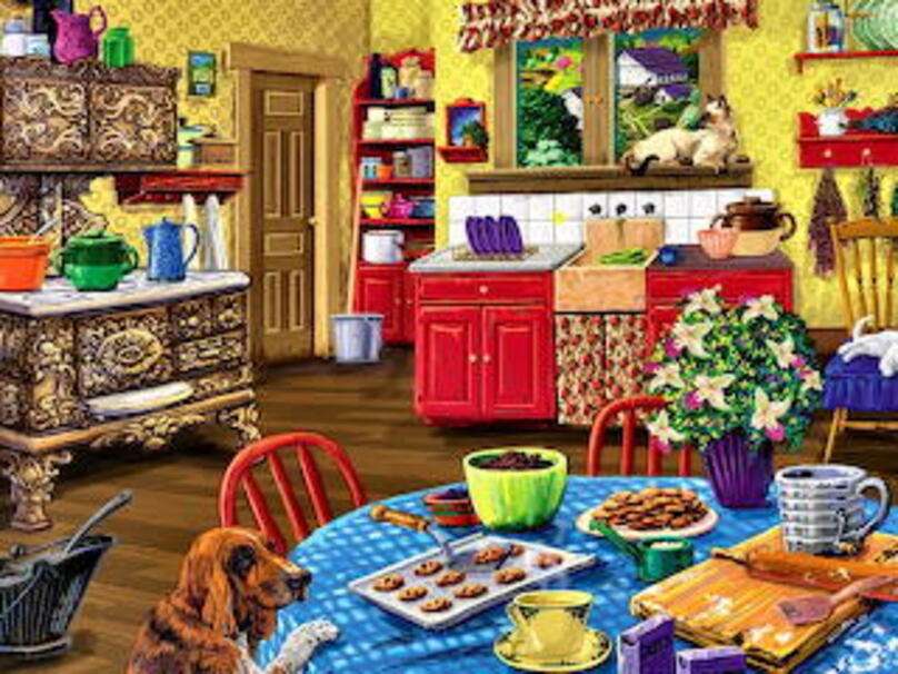 Linda casa antiga com cozinha puzzle online