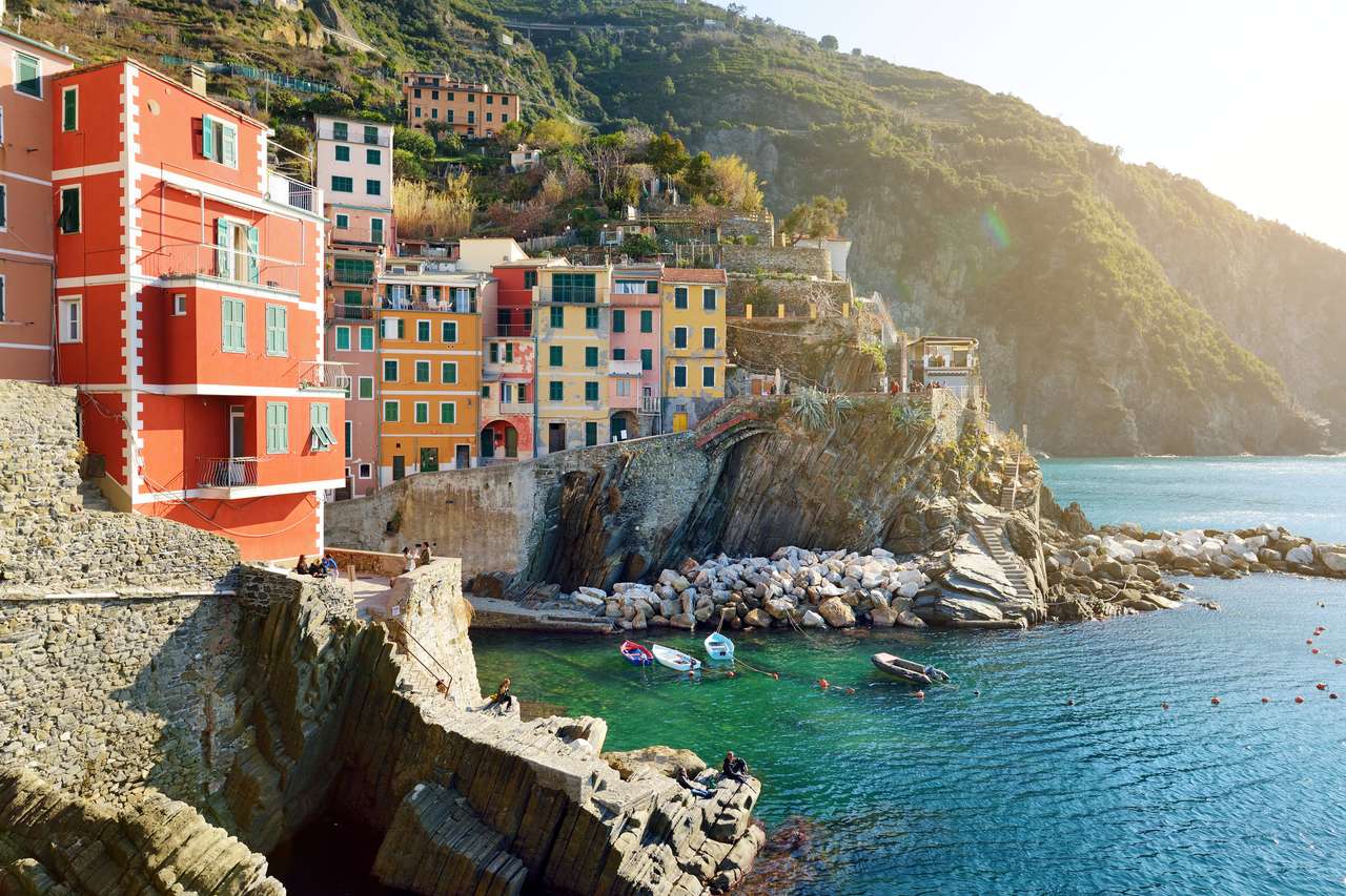 Pastel houses and tiny marina of Riomaggiore jigsaw puzzle online