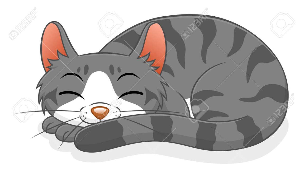 Sömnig katt för årskurs 2 pussel på nätet