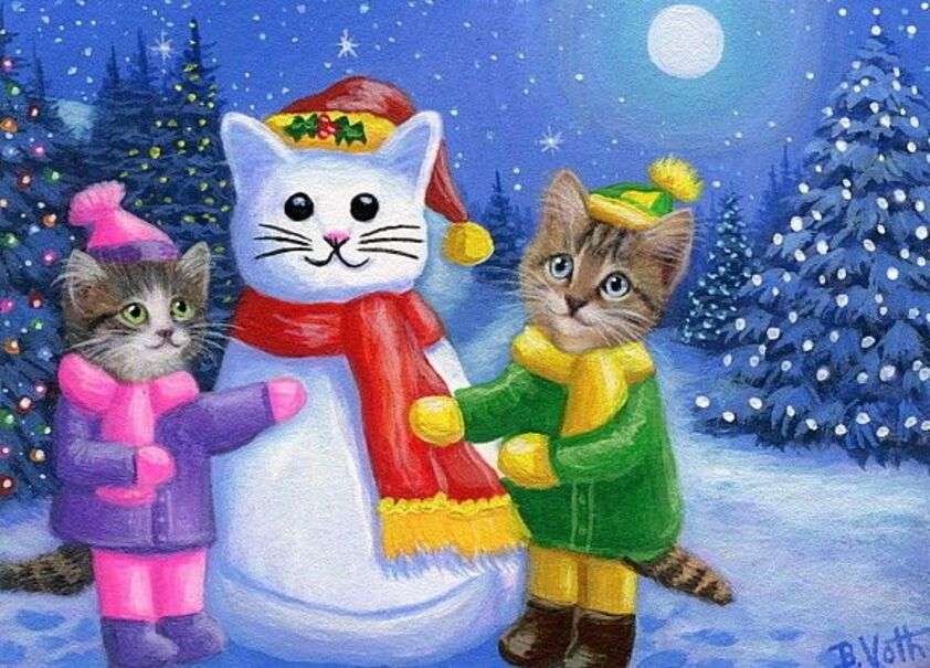 Navidad #1 - Gatitos en la nieve rompecabezas en línea