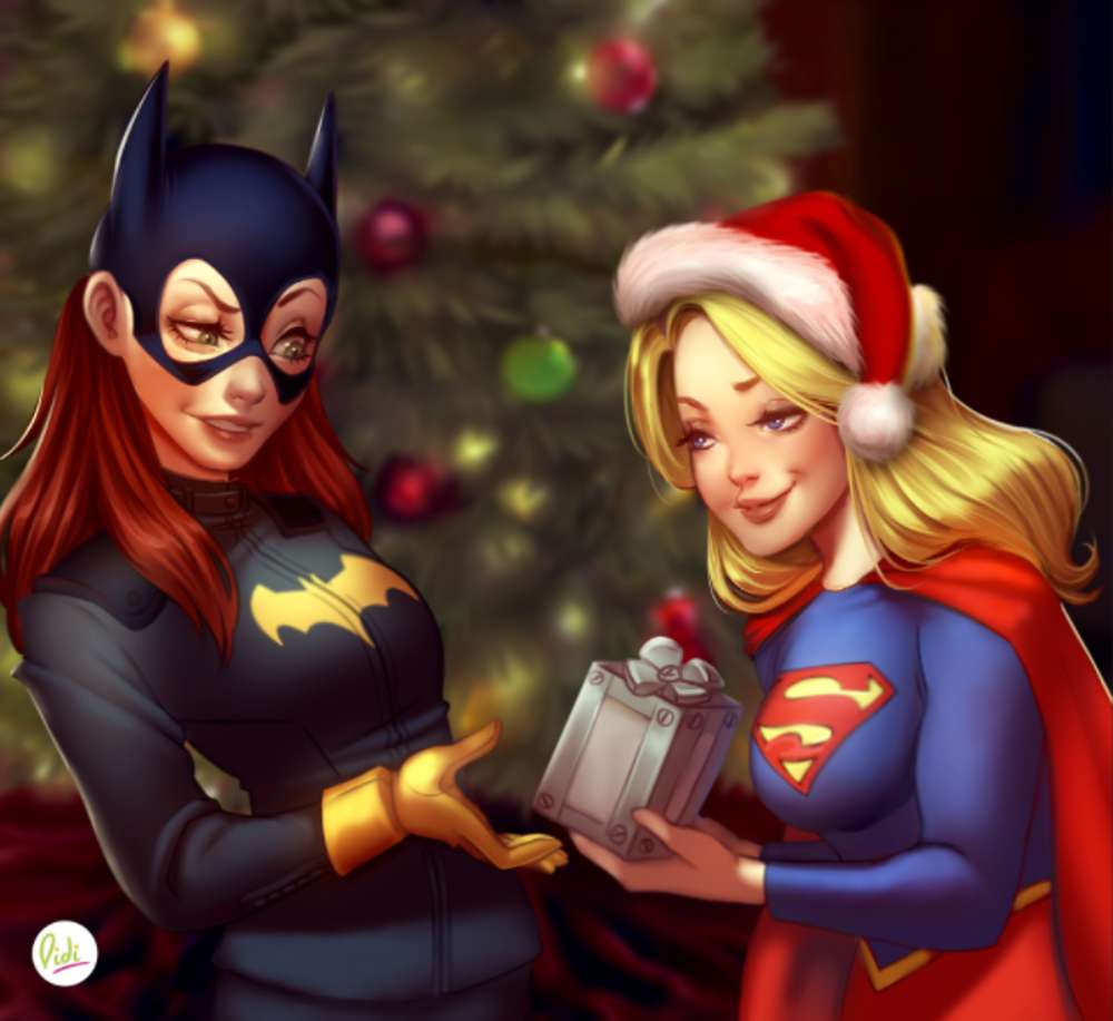 Batgirl & Supergirl - Xmas пазл онлайн