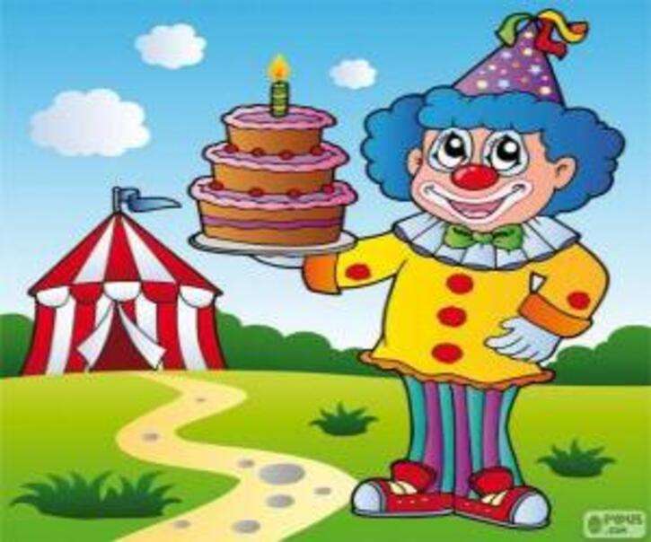 Malý klaun s dortem skládačky online