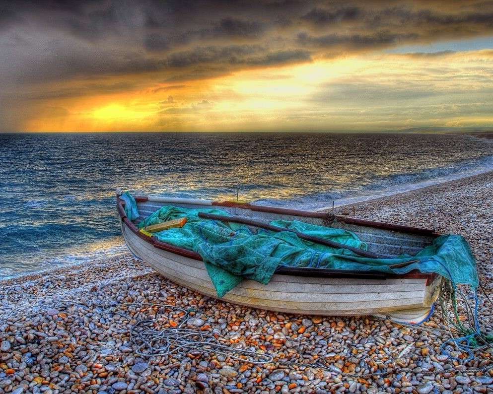 Sziklás tengerpart - naplemente online puzzle