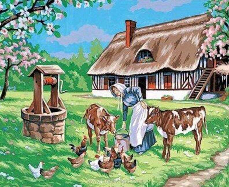 Small farm under apple trees jigsaw puzzle online