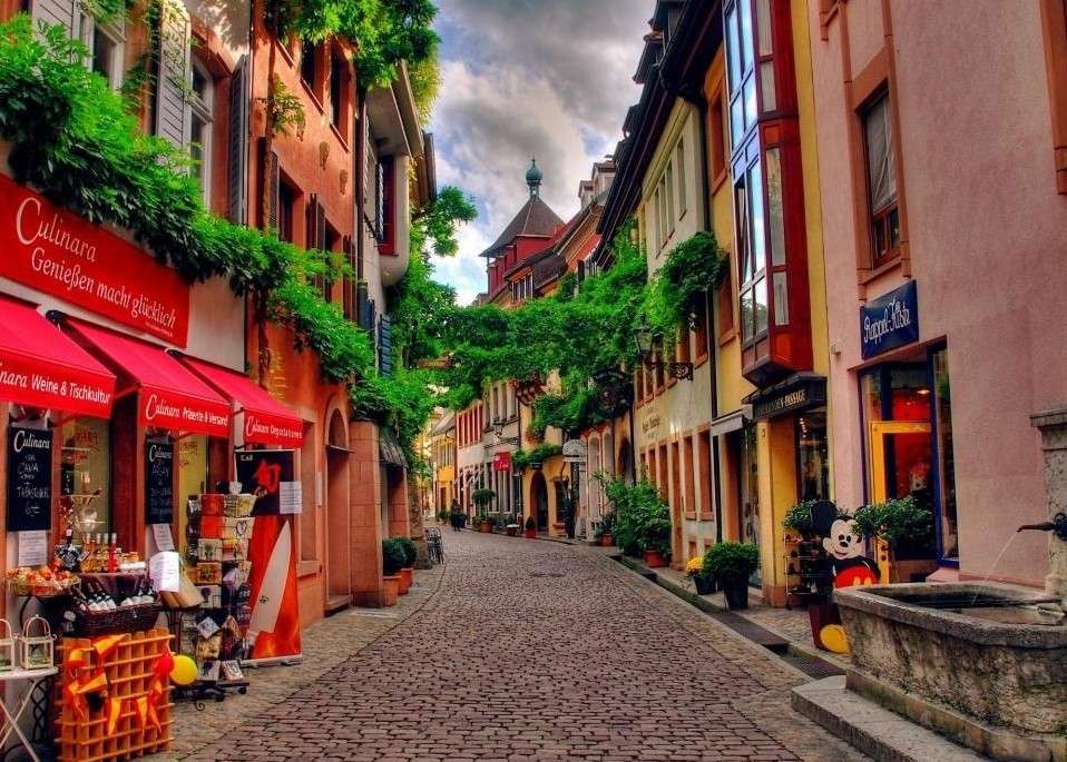 Німеччина - брукована вулиця з кам'яними будинками пазл онлайн