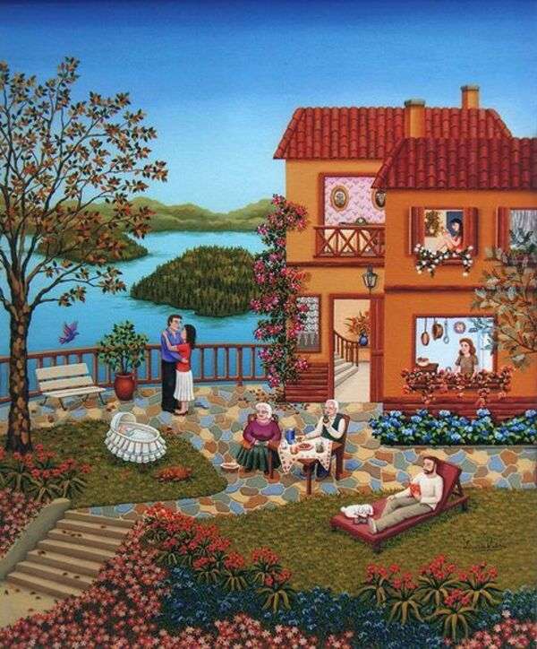 Landscape # 40 - Family reunited in garden jigsaw puzzle online