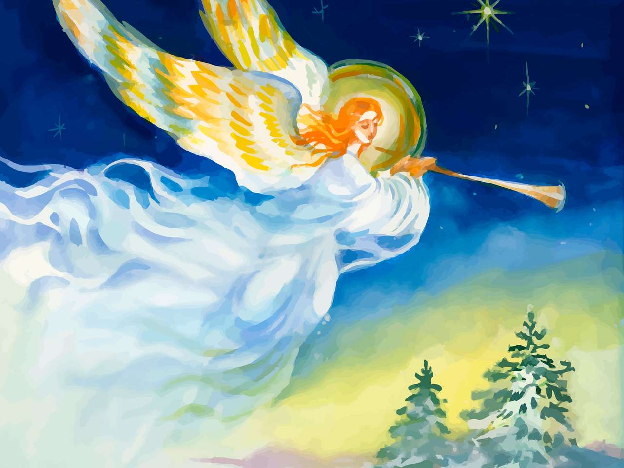 Красив ангел с крила онлайн пъзел