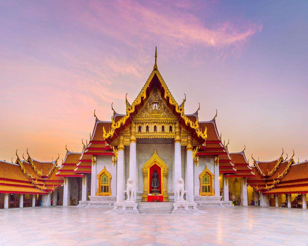Wat Benchamabophit. Marmeren tempel online puzzel