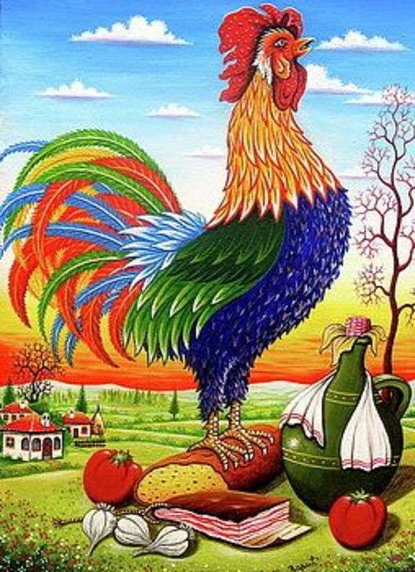 Bello e colorato il canto del gallo puzzle online