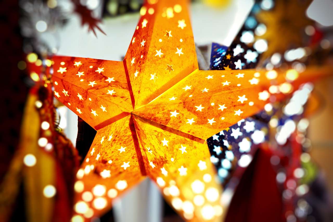 Estrela de Natal em um mercado quebra-cabeças online