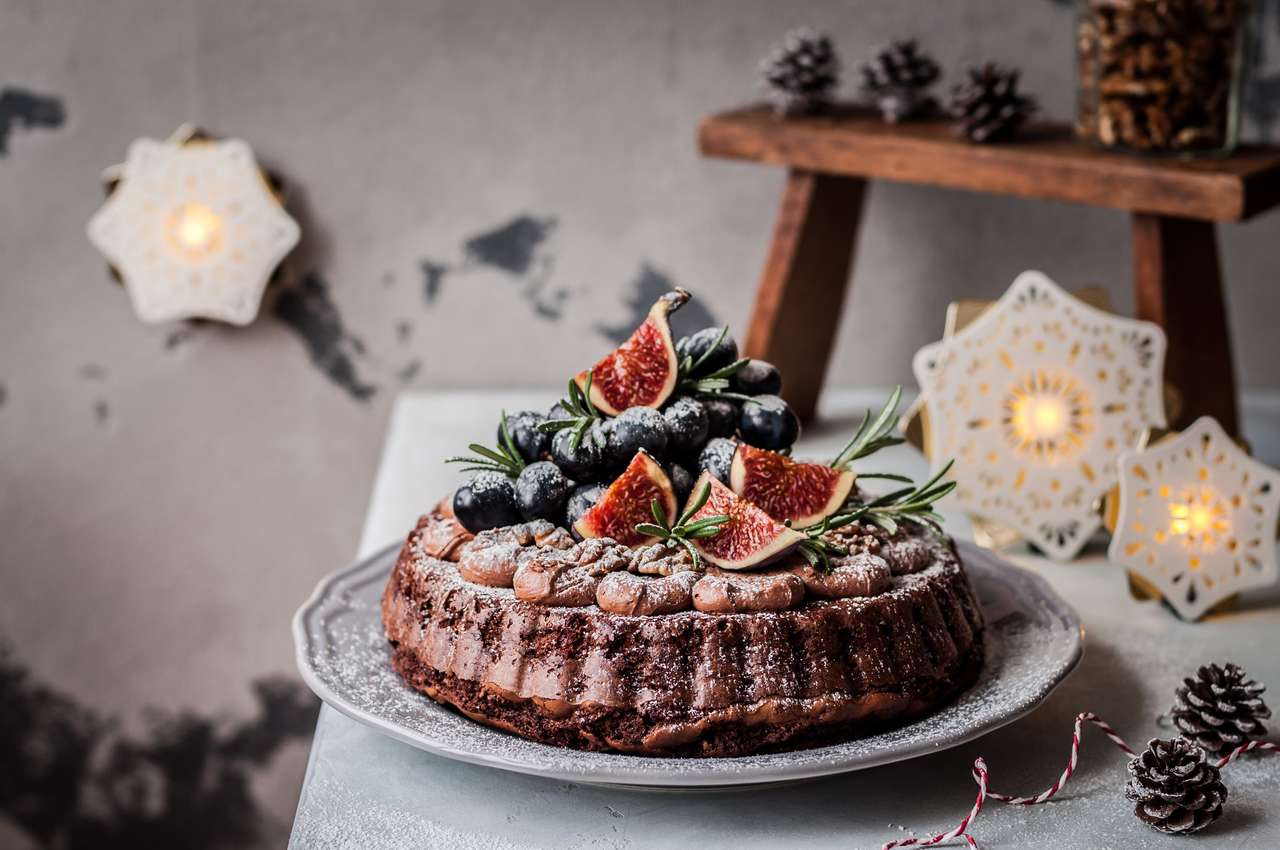 Gâteau de Noël au chocolat puzzle en ligne