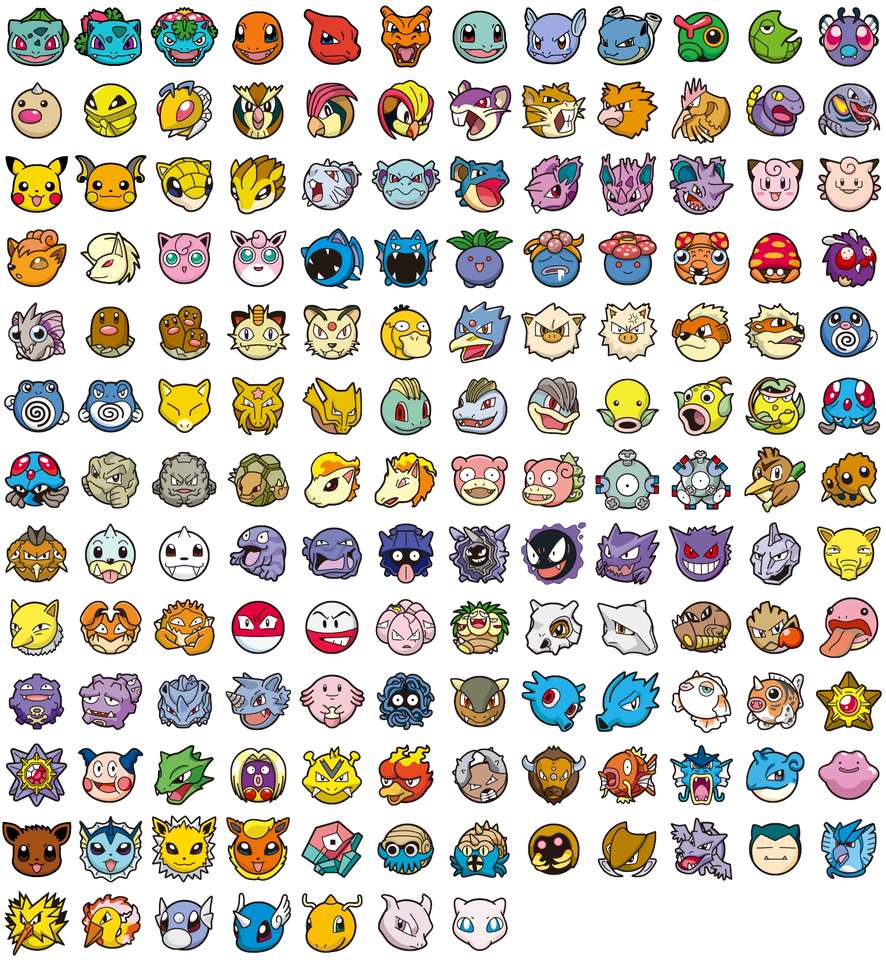 Pokémon lista 1. Gen online puzzle