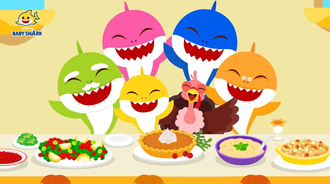 Shark Family Thanksgiving pussel på nätet